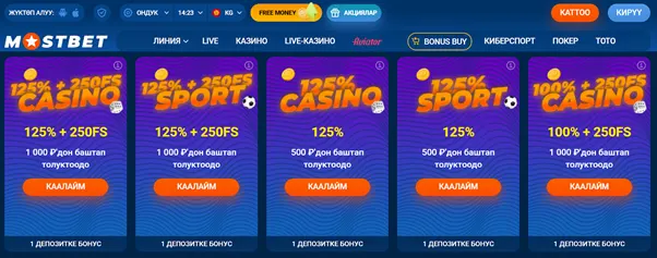 Бонусы на сайте MostBet